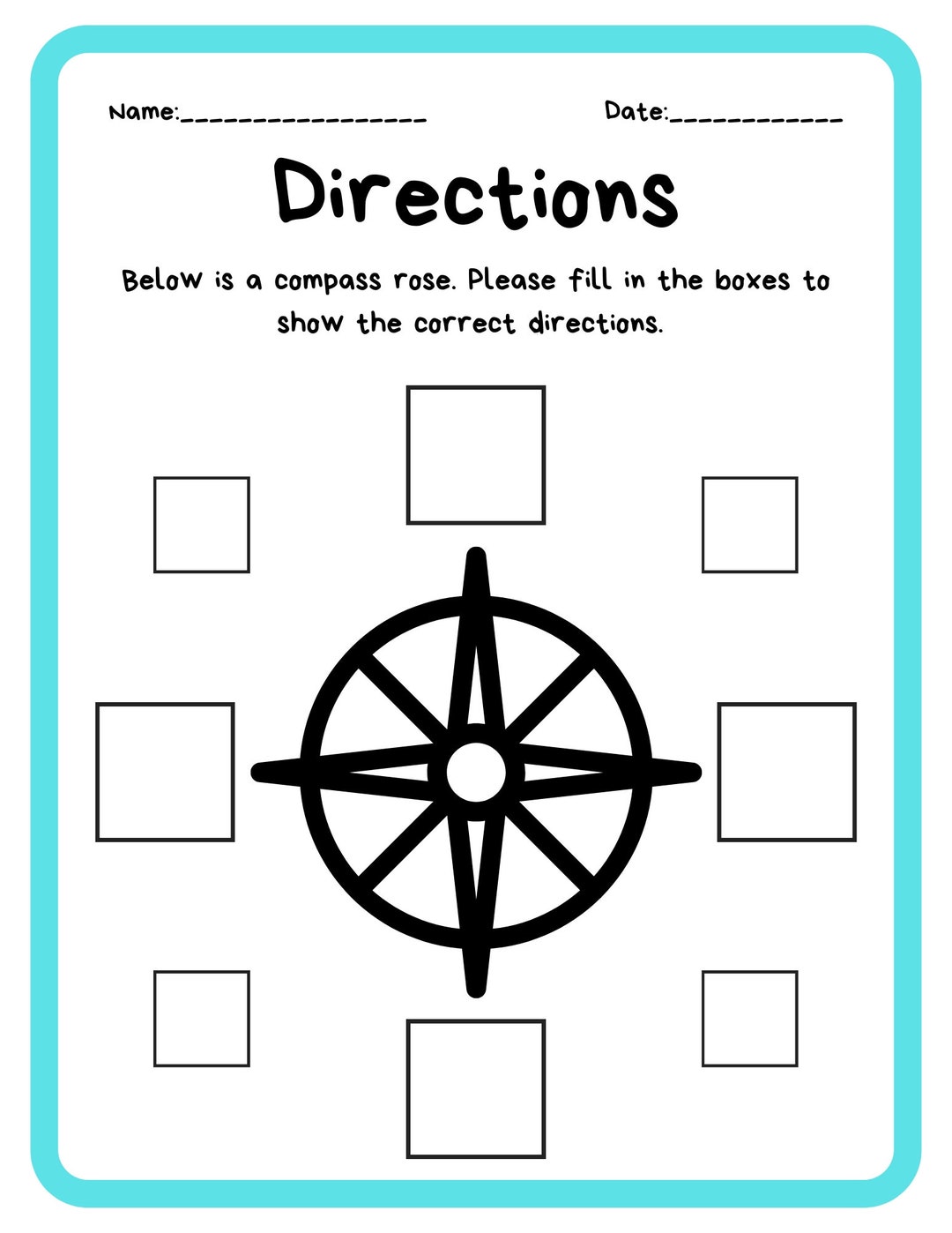 Compass Worksheet Etsy