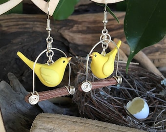 Bower Birdies on Swings Earrings