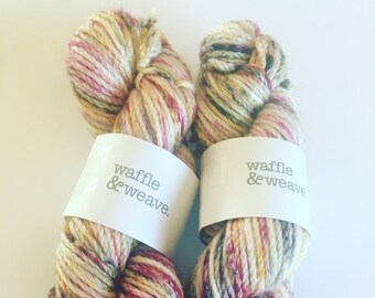 16ply super bulky hand dyed yarn in tequila sunrise speckle / speckled yarn / merino wool yarn / chunky yarn / knitting / crochet / Blue