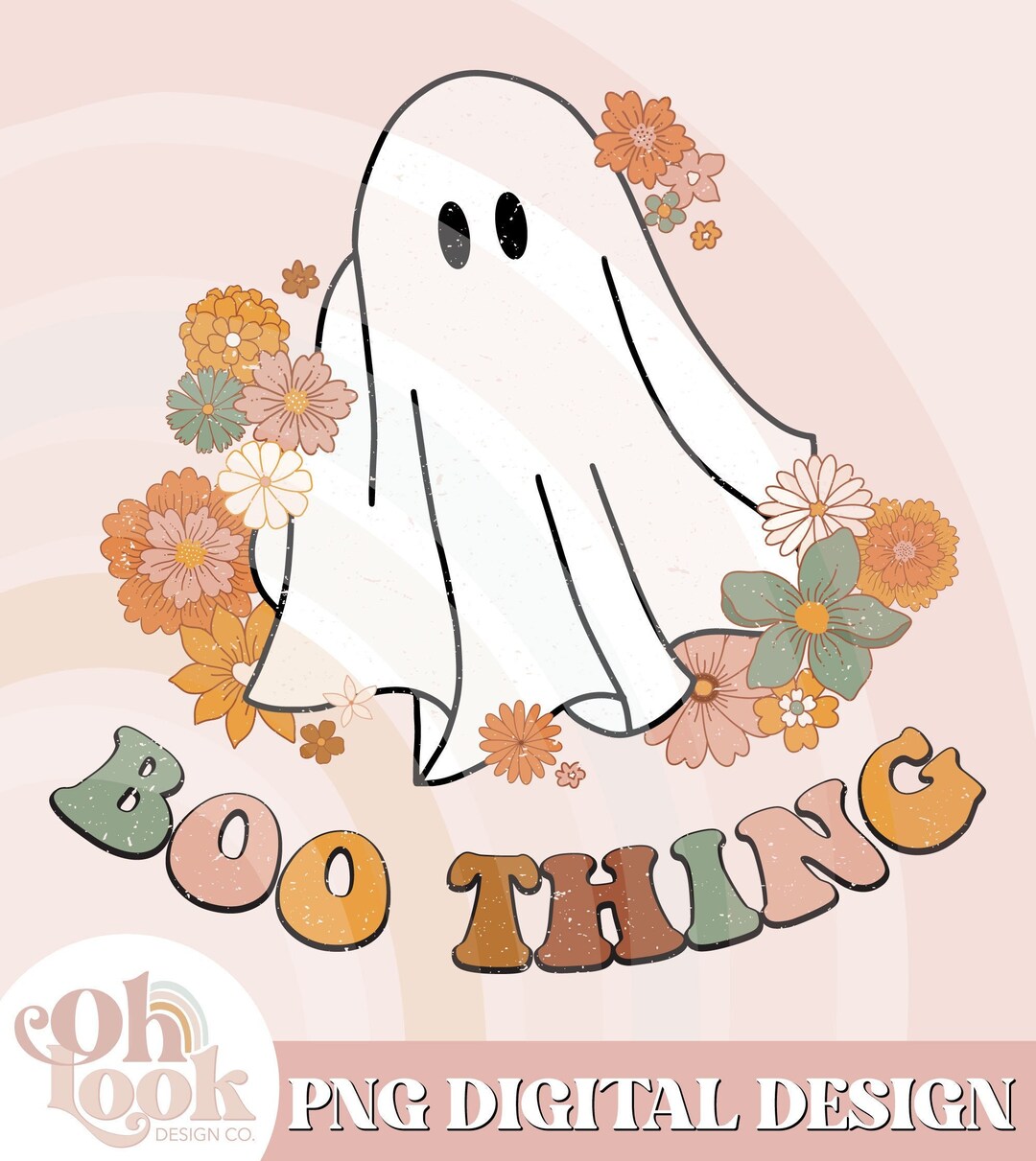 Cute Ghost Halloween | Retro Sublimations | Floral Shirt Design | PNG ...