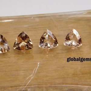 5 Pcs Genuine Trillion Cut Morganites Peach - Loose Peachy Pink Morganites - Sizes  6mm, 5mm, 4mm, Jewelry  Faceted Morganite Lot new year
