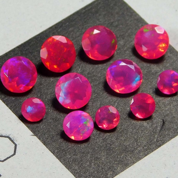 AAA+ Pink Ethiopian Opal Faceted Round / Welo Fire Multicolor / Natural Paraiba Opal / 3mm 4mm 5mm 6mm 7mm 8mm Loose Gemstone / Cut Opal