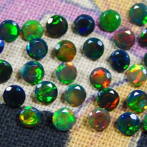 Black Opal / 3 mm / 4 mm / 5 mm / 5 mm / 7 mm / 8 mm AAA+++ Quality Ethiopian Origin / Round Faceted, Ethiopian Origin Ethiopian Opal