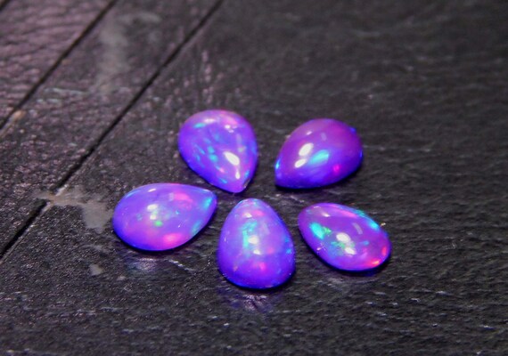 6x8 MM Natural Ethiopian Opal Cabochon Purple Opal Pear Shape Welo