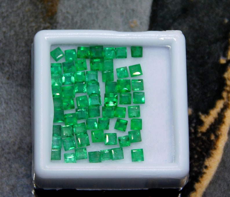 Natural Untreated Emerald Square Faceted Gemstone Loose Various Sizes ...