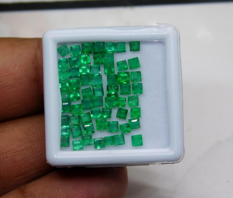 Natural Untreated Emerald Square Faceted Gemstone Loose Various Sizes ...