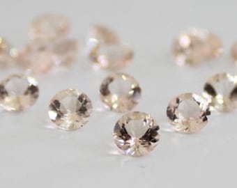 Genuine Round Faceted Morganites Peach - Loose Peachy Pink Morganites - Sizes 7mm, 6mm, 5mm, 4mm, 3mm, Jewelry Morganite Lot Loose Morganite