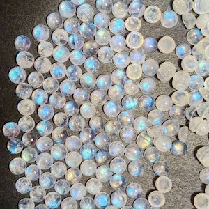 3 MM / 20pcs / Natural Rainbow Moonstone Cabochon,  Round Rainbow Moonstone Wholesale Gemstone / Cab Round / Blue Rainbow / Rainbow Jewelry