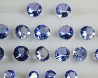 5Pc Tanzanite 3MM Faceted Round Cut, -Good Quality Natural Tanzanite Cut Faceted stone For Jewelry Making ,Pack of 5 PCs Semi Precious Cut