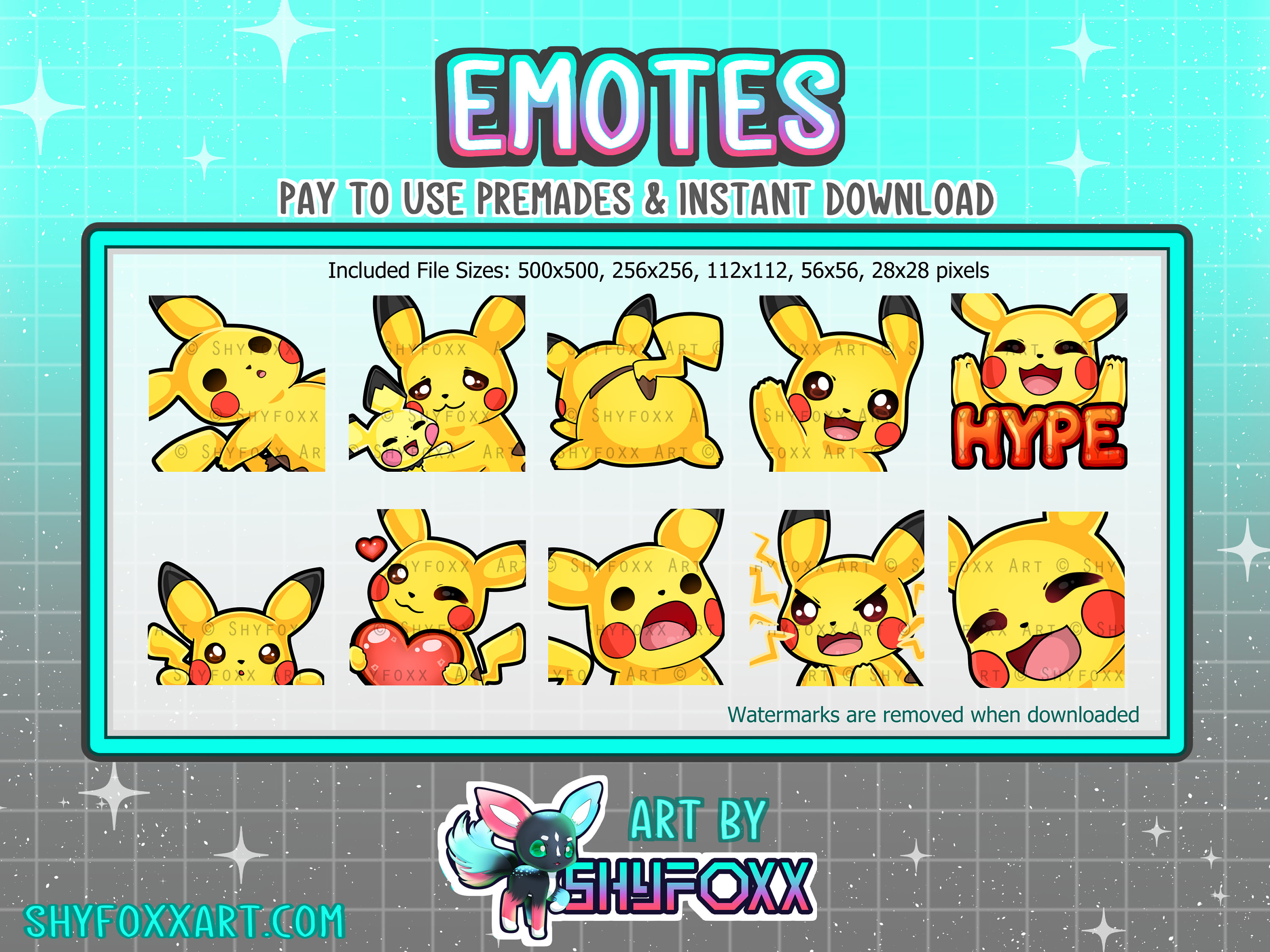 Pikachu Emote Pack Premade for Twitch, Tiktok, Discord Download Digital ...