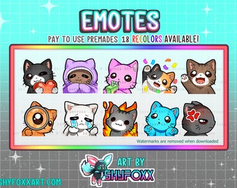 Cat Emotes (18 RECOLORS OPTIONS AVAILABLE) for Twitch and Discord Download Digital Files Twitch Custom Emotes Artist