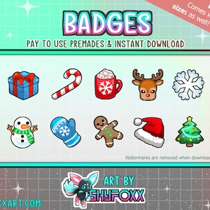 Christmas Holiday Badges Premade Pack of 10 for Twitch and Discord for Instant Download Xmas Theme