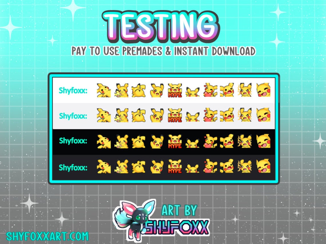 Pikachu Emote Pack Premade for Twitch, Tiktok, Discord Download Digital ...
