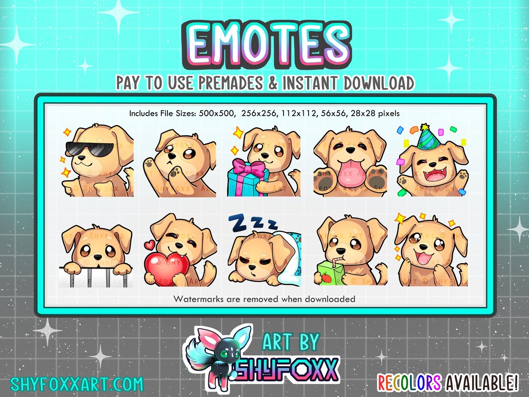 Gold Dog Emotes (lab, Golden Retriever, Etc.) Digital Files for Twitch ...