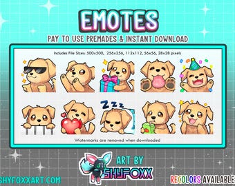 Gold Dog Emotes (Lab, Golden Retriever, etc.) Digital Files for Twitch, Tiktok, Discord etc. | Custom Emotes and Badges Artist