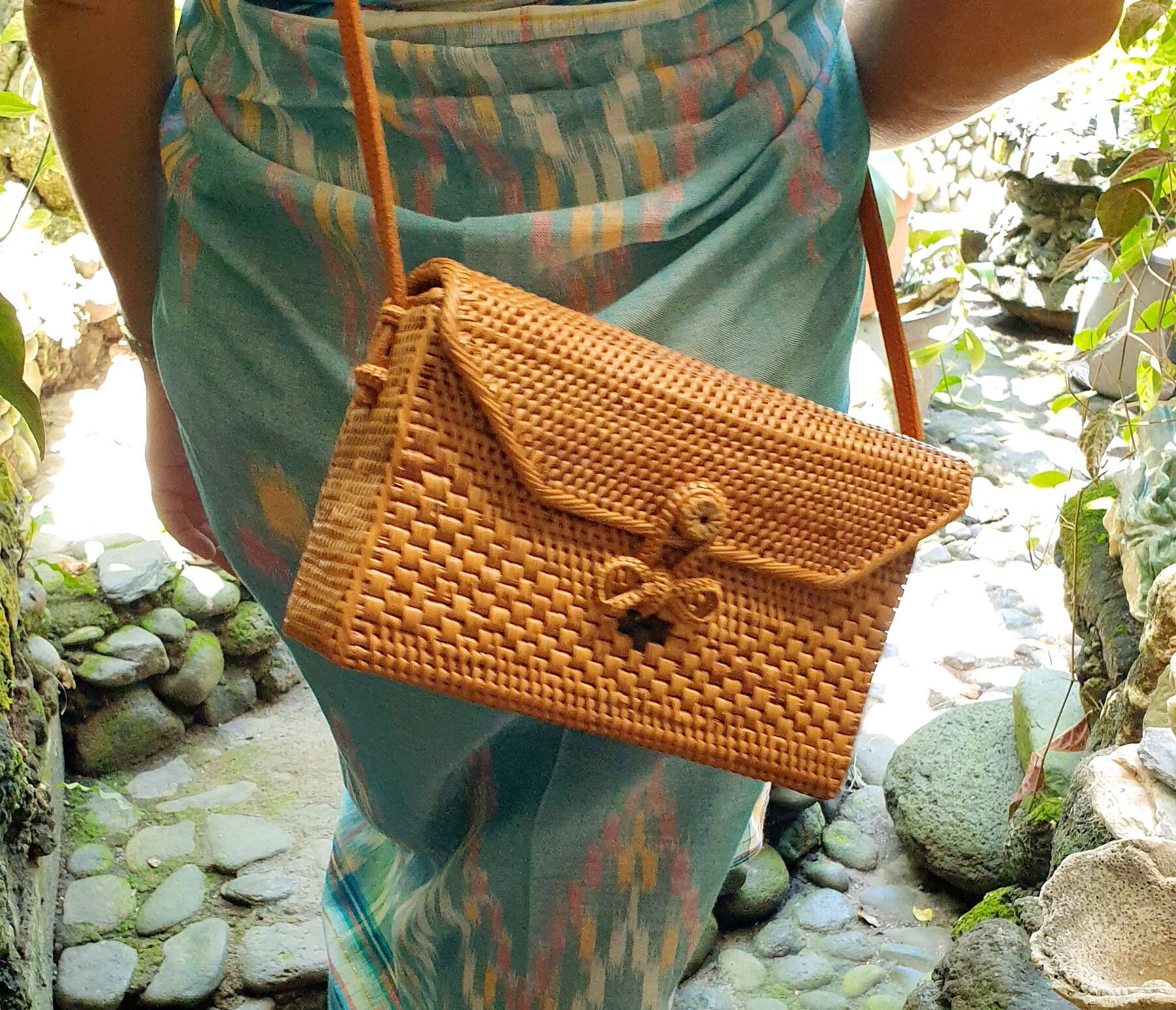 Rectangular rattan bag outlet