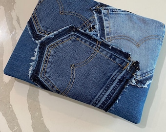 MADE TO ORDER Upcycled Denim Jeans Pocket Clutch