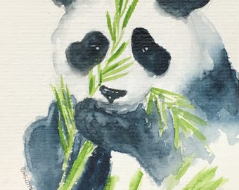 Panda Love Is In The Air Illustration Watercolor 10 X 15 Etsy