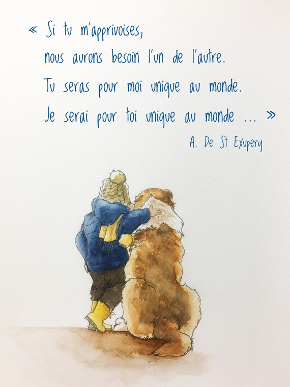 Illustration Watercolor Quote Kids Dog If You Tame Me Etsy Canada