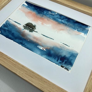 Original watercolor 10x15 format. Tree reflections in water. Decorative watercolor. image 4