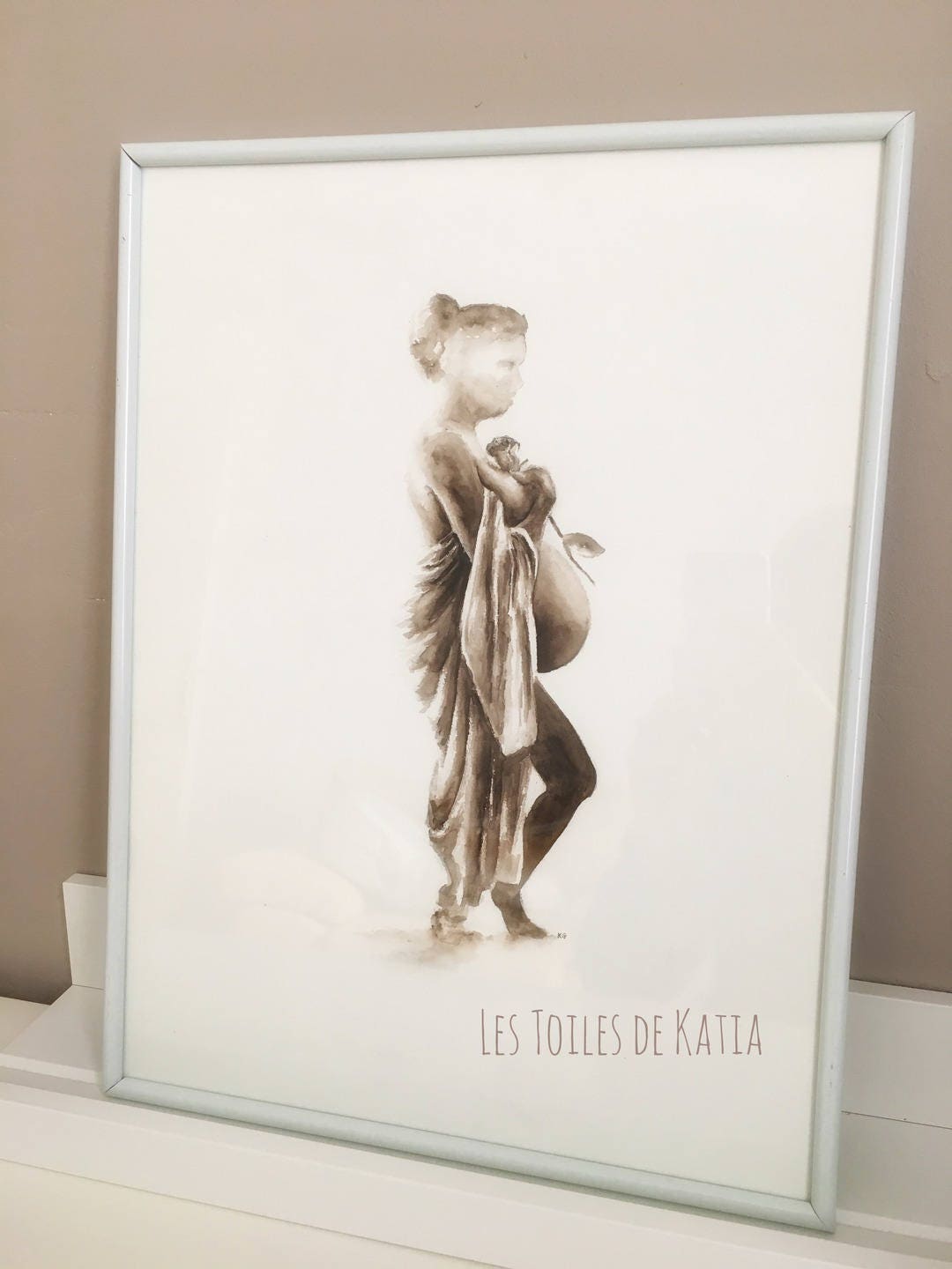 Maternity With Rose Monochrome Sepia Watercolor Size 30 X 40 Etsy
