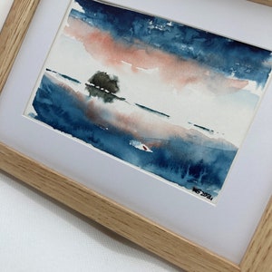 Original watercolor 10x15 format. Tree reflections in water. Decorative watercolor. image 5