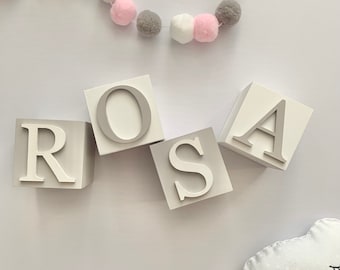 Custom Baby Name Baby Blocks Gender Neutral White Unique Child Gift, Special Child Best Child Unique Newborn Gift Nursery Bedroom