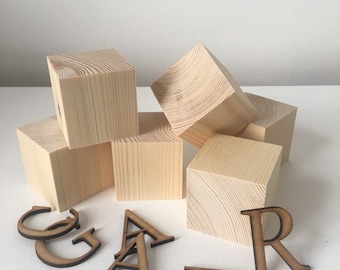 Unfinished Wood Blocks, Create Your Own Decor Wooden Building Blocks Modern DIY Nursery, Personalised Name Blocks