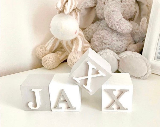 Custom Baby Name Baby Blocks Baby Name Blocks Baby Shower Etsy
