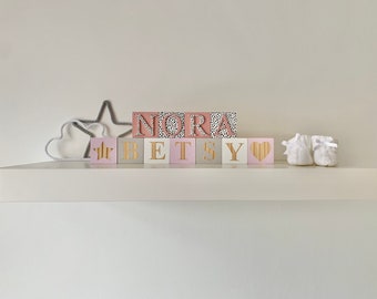 Dalmatian Print, Baby Name Blocks Baby Shower, Baby Name Blocks For Nursery, Personalised Boys Nursery Baby Shower Gift