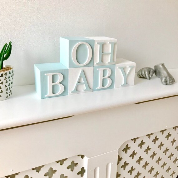 Large Name Blocks Letter Baby Shower For Nursery Photoshoot Prop Newborn Gift