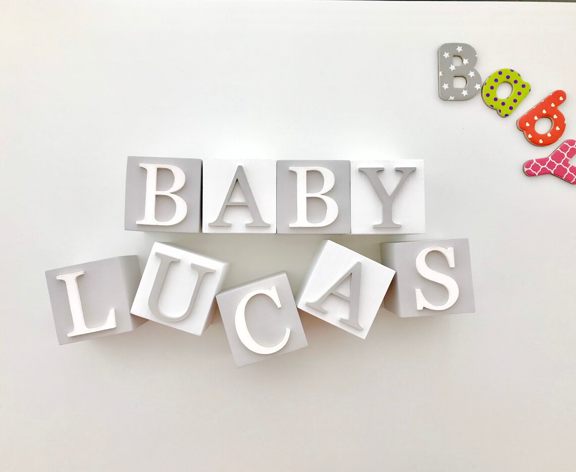 Custom Baby Name Baby Blocks Baby Name Blocks Baby Shower Etsy UK
