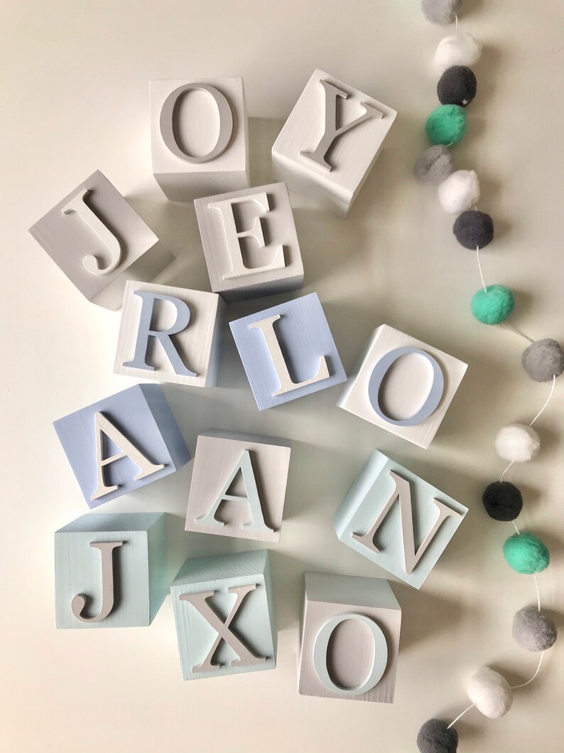 Custom Baby Name Baby Blocks Baby Name Blocks Baby Shower Etsy