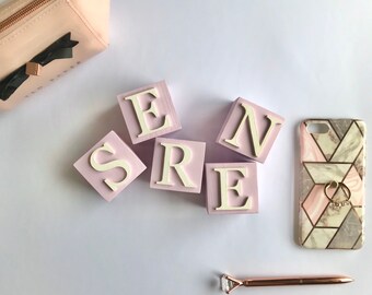 Baby Name Blocks Gender Neutral White Best Birthday Present, Best Baby Shower Gift Big Sister, Special Child Gift Present Baby Boy