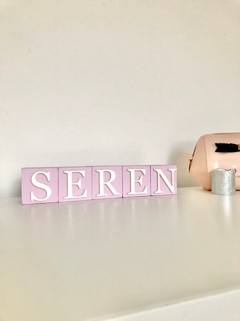 Baby Name Blocks Gender Neutral White Best Birthday Present, Best Baby Shower Gift Big Sister, Special Child Gift Present Baby Boy image 9