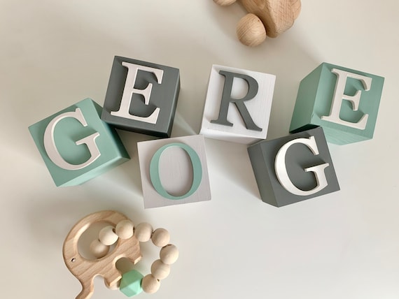 Baby Name Blocks, Greenery Nursery Decor, Hunting Nursery, Wooden