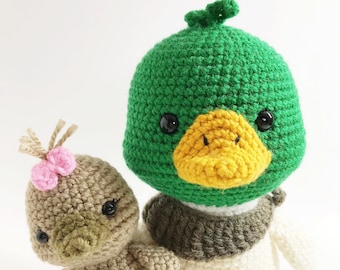 PATTERN: Percy and Pilar the mallard ducks, mallard duck amigurumi, duck amigurumi pattern