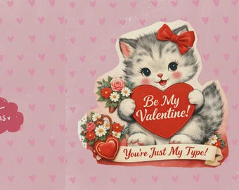 Cute Cat Valentine’s Day Card Printable | Be My Valentine