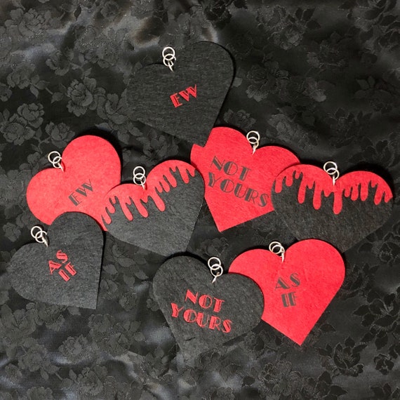 Anti Valentine's Day Felt Hearts - Ew, Not Yours, As If - Ornaments, Keychain, Earring, Necklace, Pendant