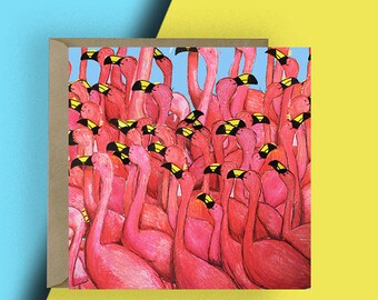 Flamboyance of Flamingo Blank Greetings Card  // Illustrated Blank Card // Animal Card // Animal Birthday card