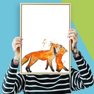 Fox Print //  Woodland Nursery Animal // Fox Wall Art // Nursery Fox Print // Fox Illustration Giclee Print A3 or A4