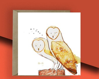 Barn Owl Blank Greetings Card  // Illustrated Blank Card // Animal Card // Animal Birthday card