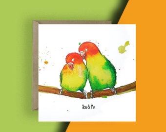Valentines love Bird Card // Me and You Greeting Cards // Animal Cards // Illustrated Card // Animal Card