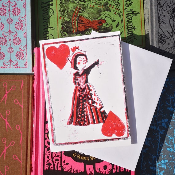 Red Queen Of Hearts Greeting Card Etsy