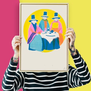 Welsh Ladies Risograph A3 Print // Women Welsh Print // Welsh Wall Art