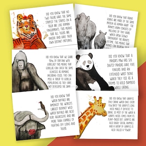Pack de cartes postales sur les animaux sauvages / 6 x cartes postales d'illustration d'animaux à imprimer pour les enfants et l'éducation / / cartes d'amitié avec les animaux