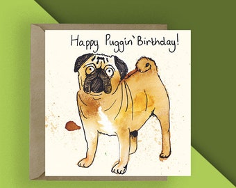 Anniversaire de chien carlin « Joyeux anniversaire Carlin »//cartes d'anniversaire animaux//cartes illustrées//cartes animaux