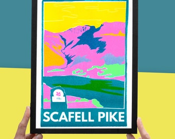 Scafell Pike Risograph A4 Print // Mountain Print // Lake district Wall Art