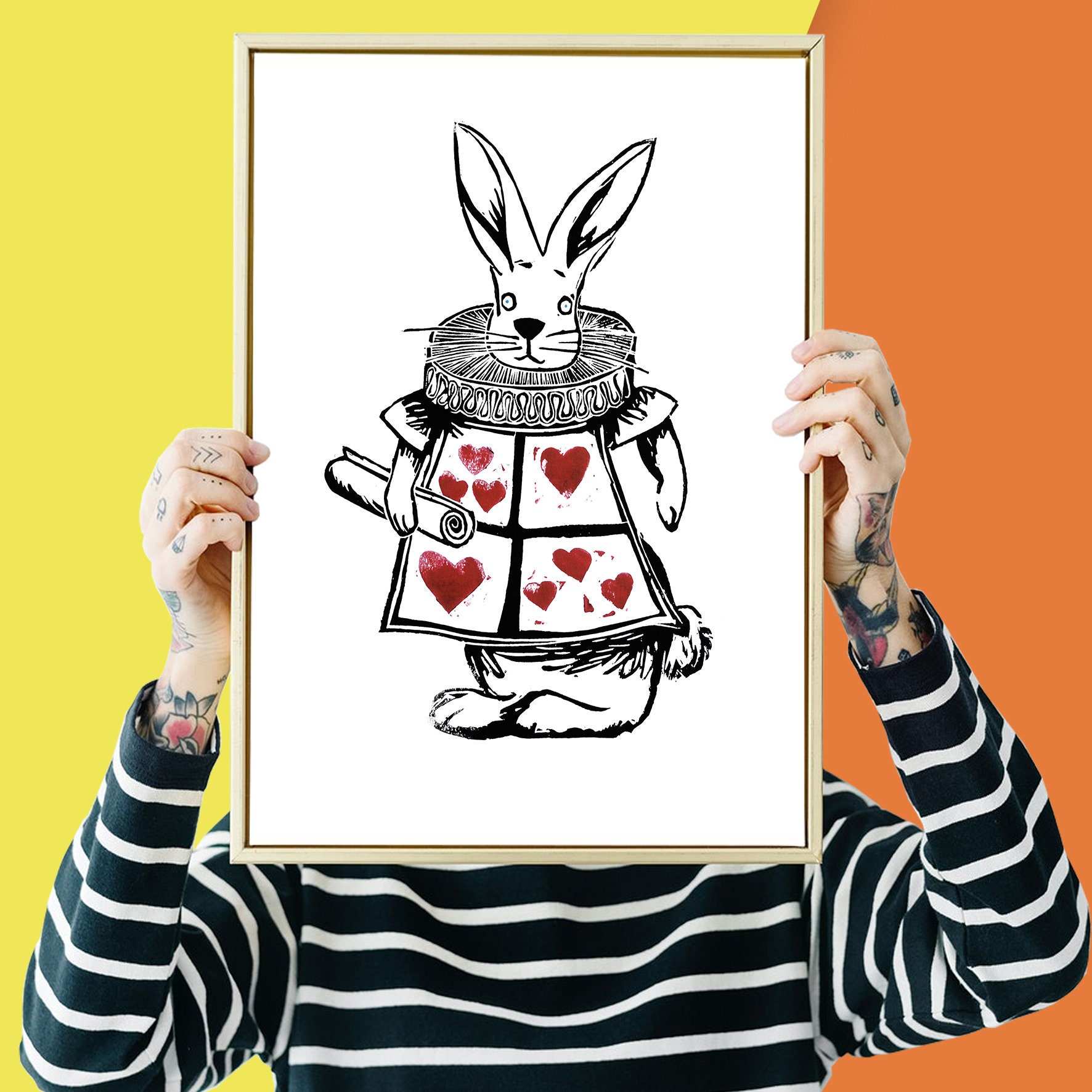 Alice in Wonderland White Rabbit Limited Edition Lino Print
