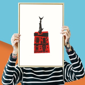 Oxford Shark house  Limited edition Lino print